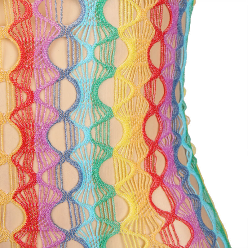 Subblime Dresses Subblime - 952365 Rainbow Bare Shoulder Fishnet Dress One Size