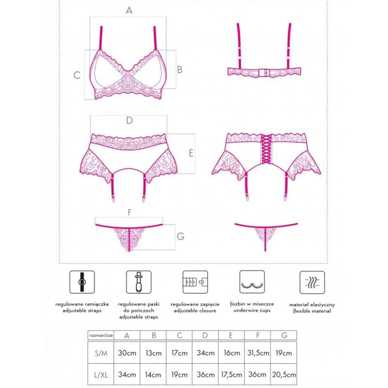 Livco Corsetti Sets Livco Corsetti Fashion - Nahir Lc 20214 Sujetador + Panty + Liguero S/M
