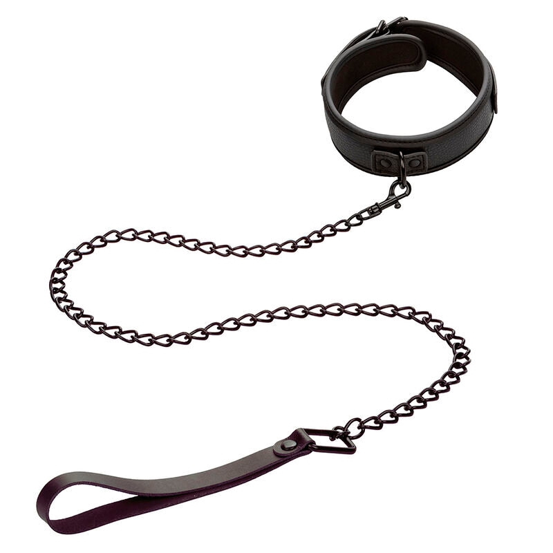 Calexotics Nocturnal Collar & Leash Leather Adjustable Black