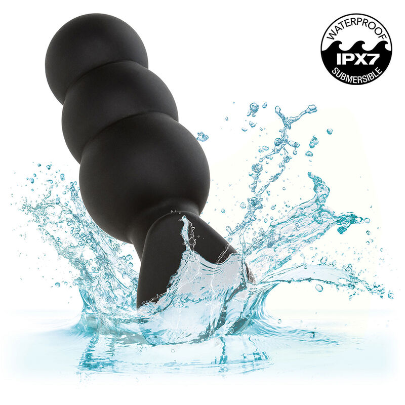 Calexotics Rock Bottom Beaded Anal Plug 10 Vibrations Silicone Black