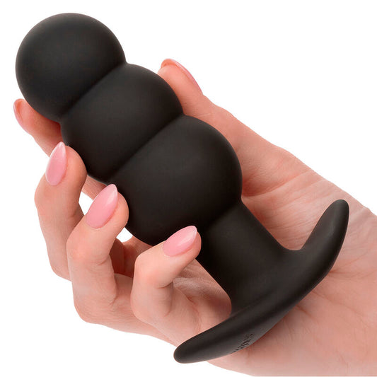 Calexotics Rock Bottom Beaded Anal Plug 10 Vibrations Silicone Black