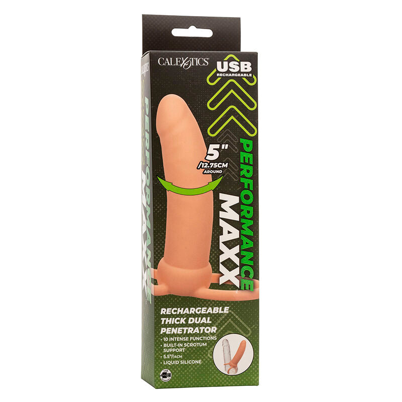 Calexotics Maxx Thick Dual Penetrator 10 Vibrations Flesh