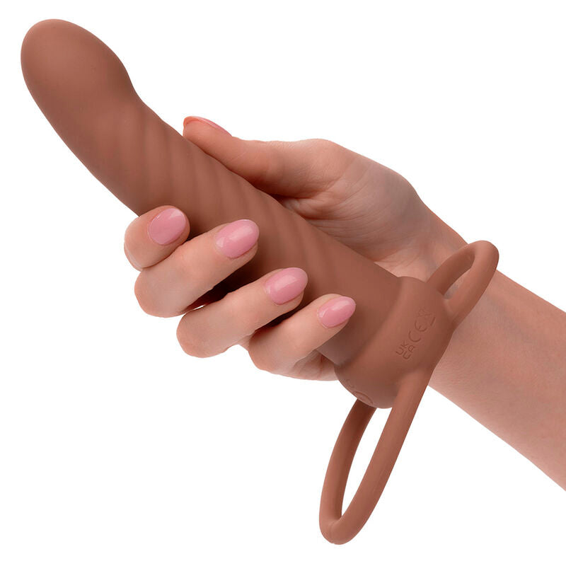 Calexotics Maxx Ribbed Dual Penetrator 10 Vibrations Brown