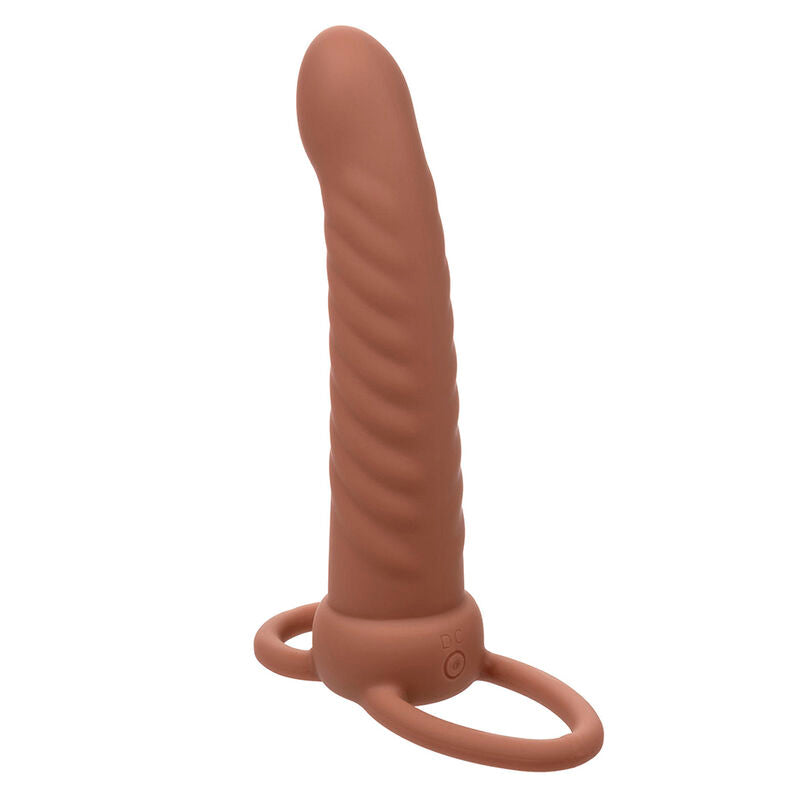 Calexotics Maxx Ribbed Dual Penetrator 10 Vibrations Brown