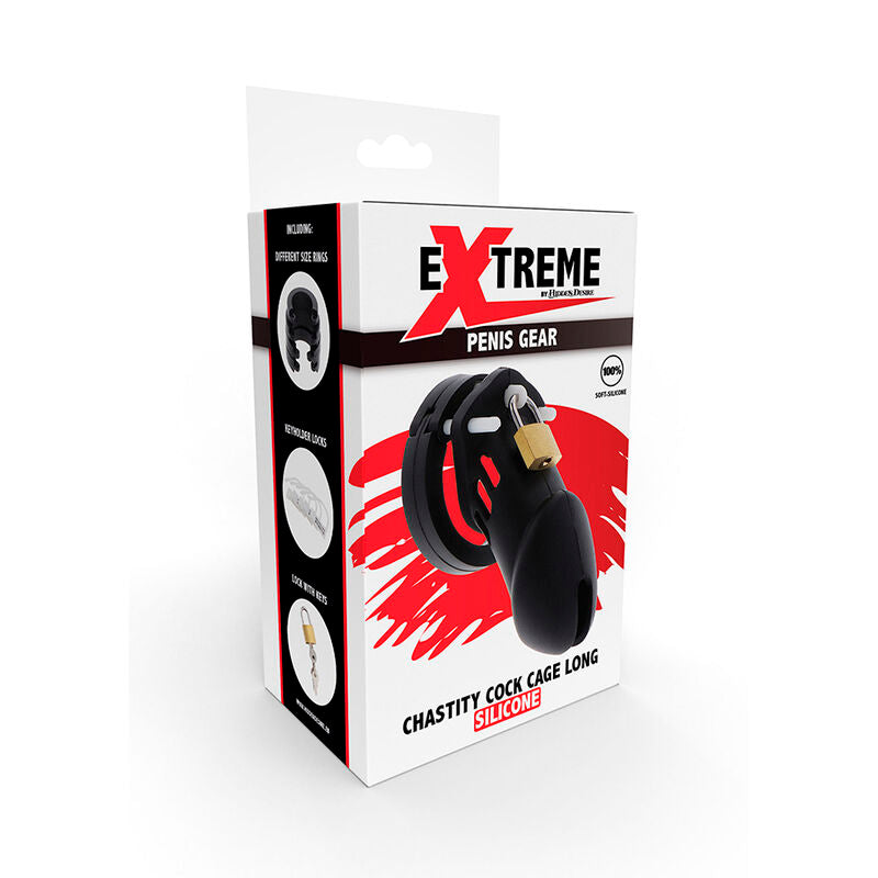 Hidden Desire Extreme Chastity Cock Cage Silicone Size L Black