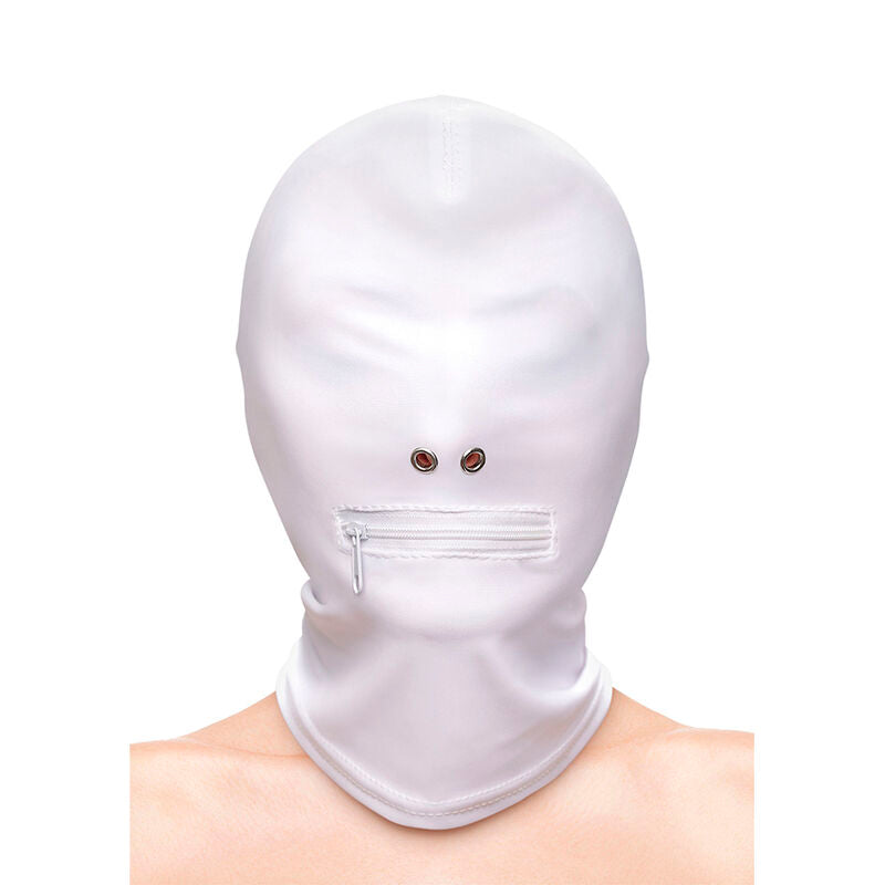 Ns Novelties Fetish & Fashion Closed Zippered Mouth Hood Nylon White
