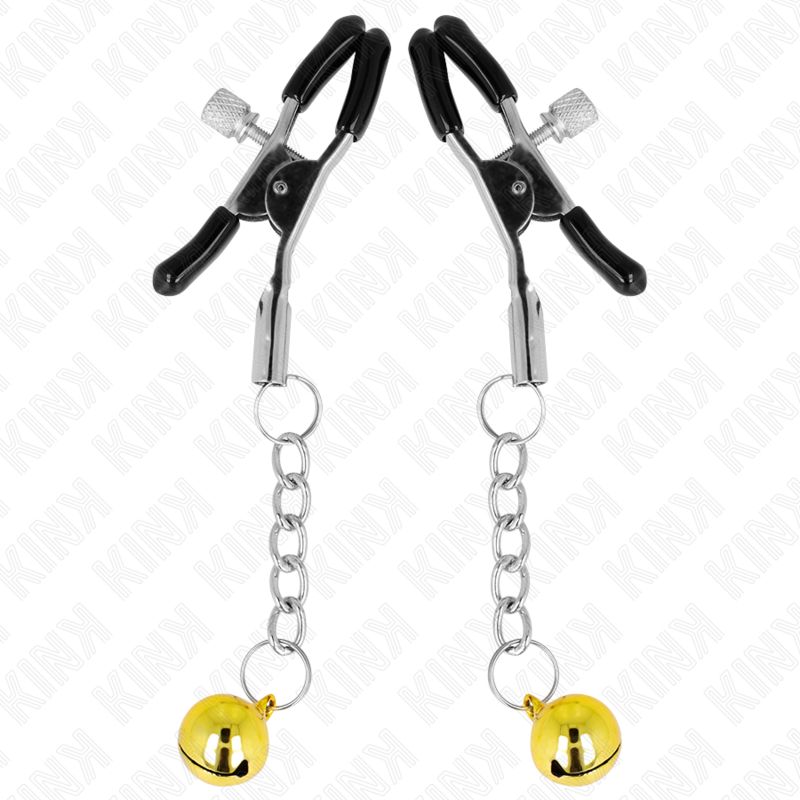 Kink Nipple Grip Kink - Gold Jingle Bell Pendant Nipple Clamps 6 Cm