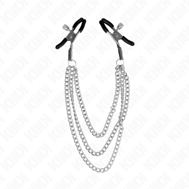 Kink Nipple Grip Kink - Nipple Clamps With 3 Chains Silver 20/23/28 Cm
