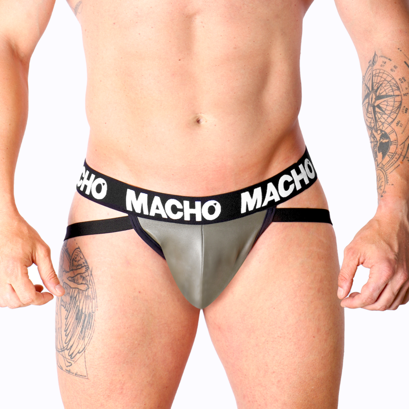 Macho Underwear Macho - Mx27Gr Jock Cuero Gris Beige Xl