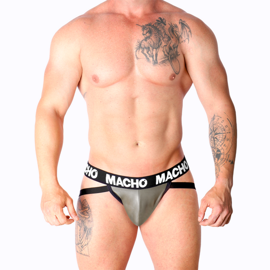 Macho Underwear Macho - Mx27Gr Jock Cuero Gris Beige Xl