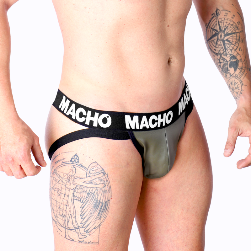 Macho Underwear Macho - Mx27Gr Jock Cuero Gris Beige Xl