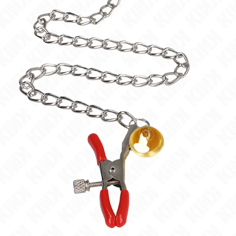 Kink Nipple Grip Kink - Bell Triple Nipple And Clit Clamps Red With Chain 30 Cm