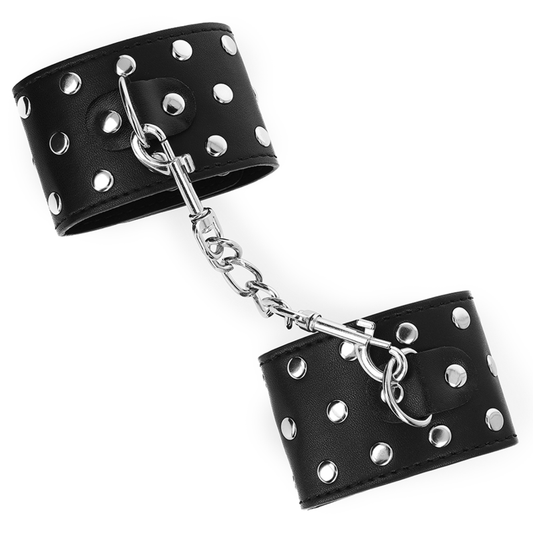 Kink Wrist Restraint Kink - Wrist Restraints With Snap Fasten Full Of Rivets Black Adjustable 19-24 Cm X 5.5 Cm