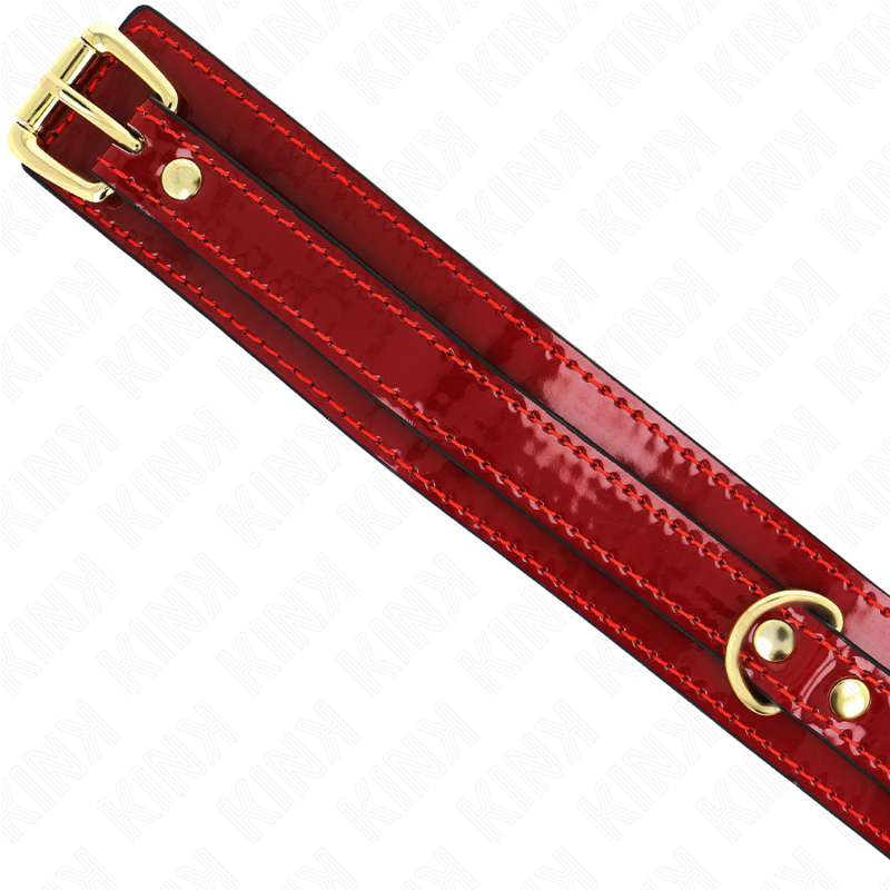 Kink Collar & Gag Kink - Wine Red Adjustable Necklace With Golden Details 29-42.5 Cm X 4 Cm