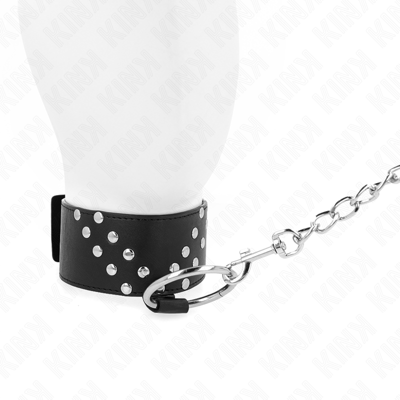 Kink Collar & Gag Kink - Necklace With Belt 65 Cm With V Rivet Adjustable 36-43 Cm X 5 Cm