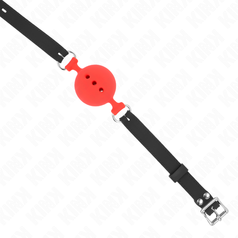 Kink Collar & Gag Kink - Full Silicone Gag 55 X 2 Cm With 5 Cm Ball Size L Red Adjustable 35-51 Cm