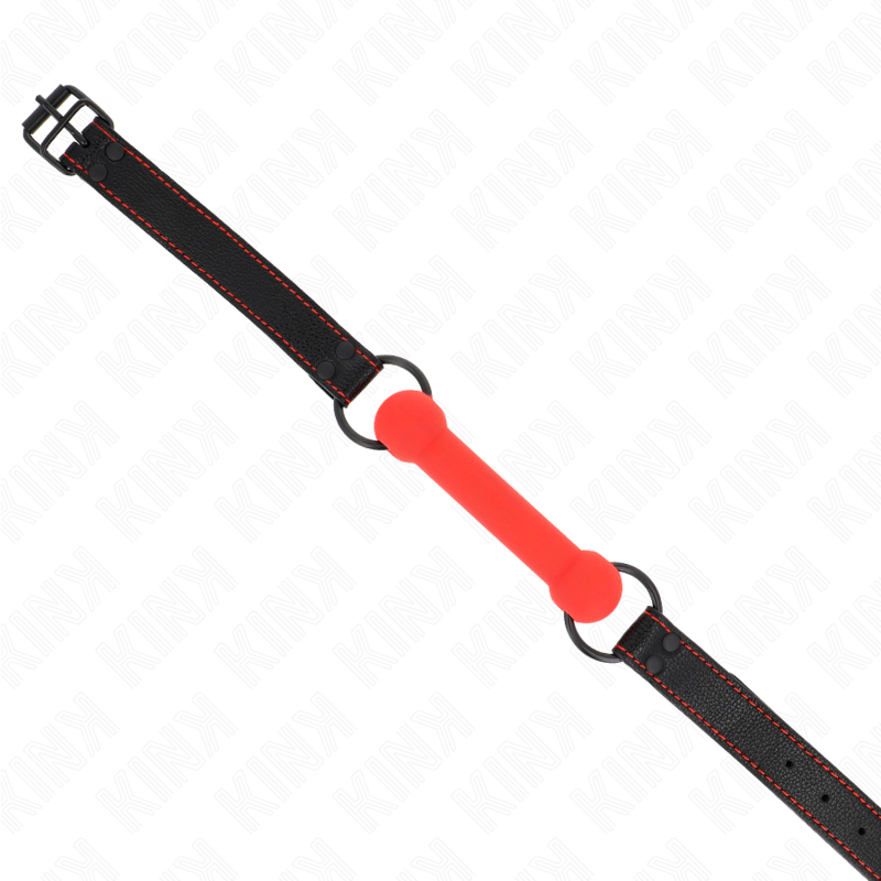 Kink Collar & Gag Kink - Bone Gag With Leatherette Strap Red Adjustable 41-57 Cm