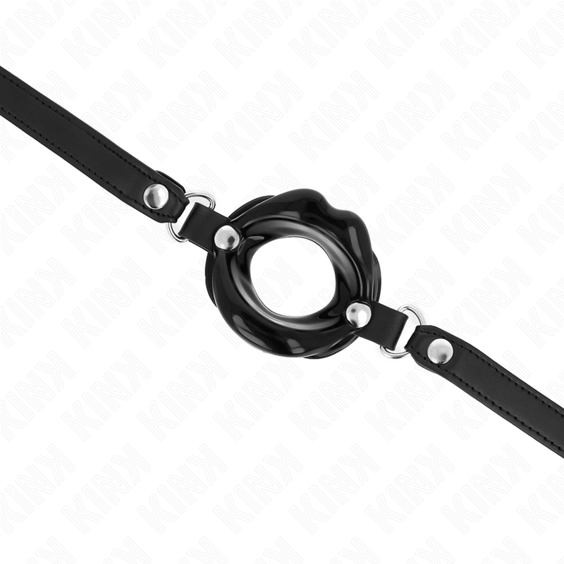 Kink Collar & Gag Kink - Lip 8 Cm Gag With Black Leatherette Strap 63 X 2 Cm Adjustable 39-58 Cm