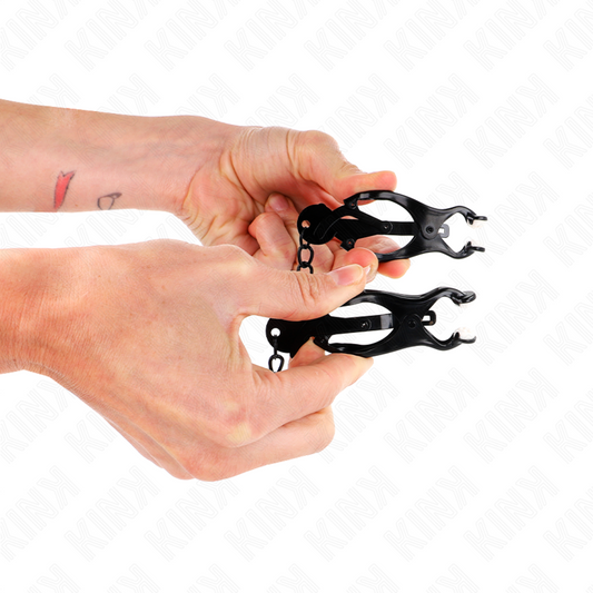Kink Nipple Grip Kink - Japanese Clover Nipple Clamps With Chain Black 30 Cm