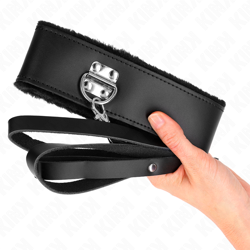Kink Collar & Gag Kink - Necklace With Belt 116 Cm With Black Leather Strap Adjustable 40-48 Cm X 6 Cm