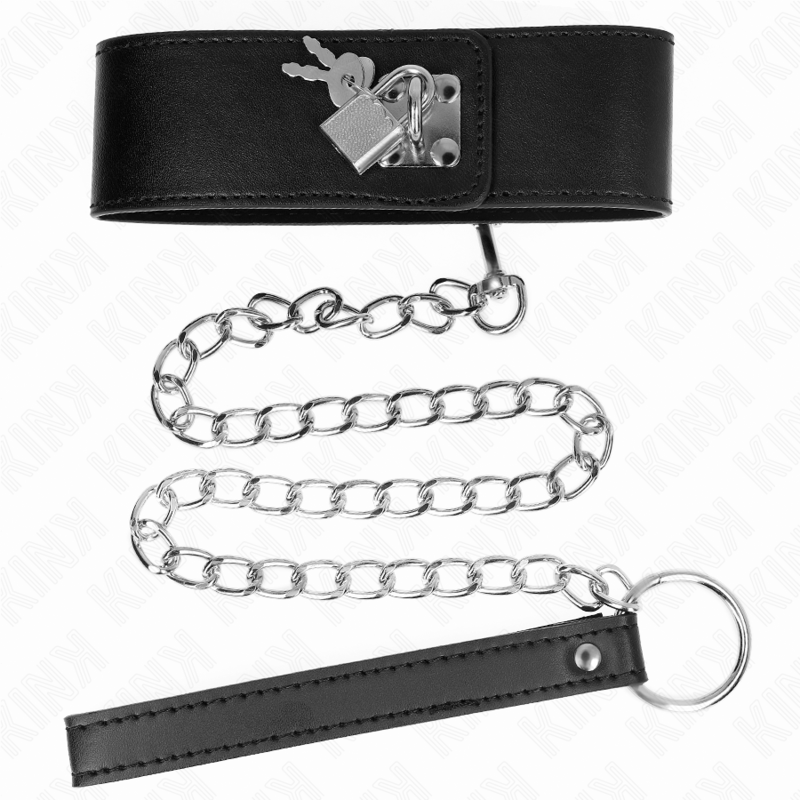 Kink Collar & Gag Kink - Necklace With Belt 65 Cm With Wide Black Strap Adjustable 33.5-41 Cm X 5 Cm