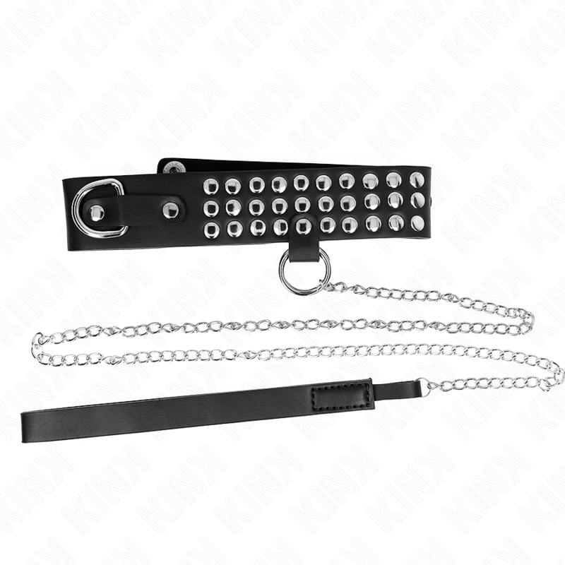Kink Collar & Gag Kink - Necklace With Strap 65 Cm With Shiny Adjustable 37-42 Cm X 5.3 Cm