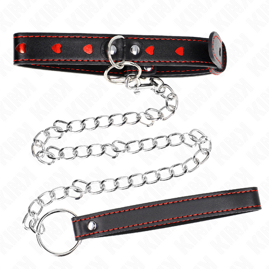 Kink Collar & Gag Kink - Necklace With Strap 65 Cm Heart Details 52.5 X 2.5 Cm