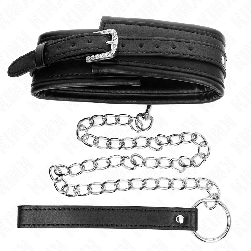 Kink Collar & Gag Kink - Necklace With Shiny Buckle Strap 65 Cm 48.5 Cm X 5.3 Cm