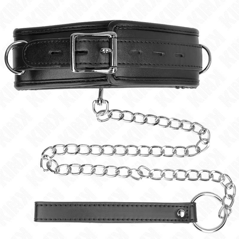 Kink Collar & Gag Kink - Necklace With Sponge Imitation Leather Strap Model 3 Adjustable 37-54 Cm X 3 Cm