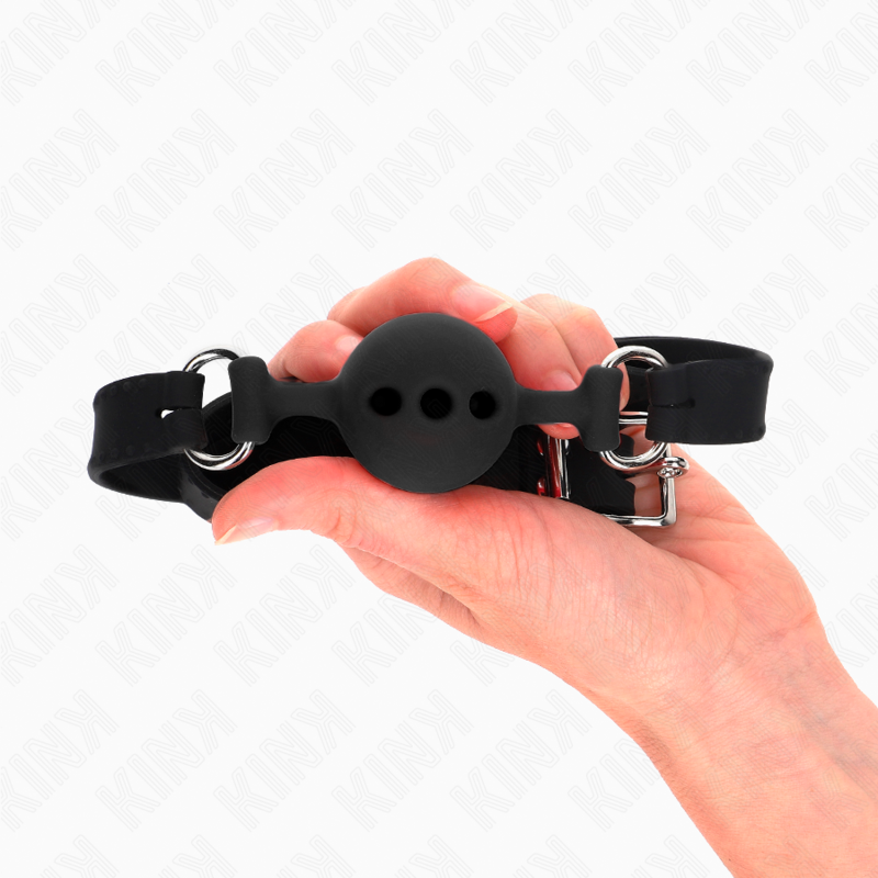 Kink Collar & Gag Kink - Full Silicone Gag 55 X 2 Cm With 4 Cm Ball Size S Black Adjustable 35-51 Cm