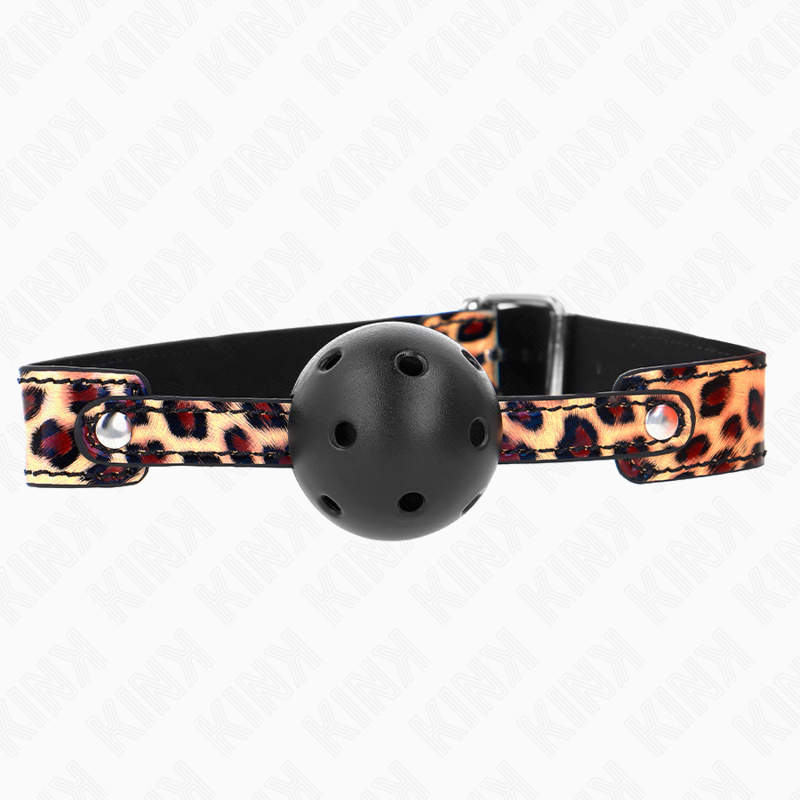 Kink Collar & Gag Kink - Leopard Breathable Ball 4.5 Cm Gag 65 X 2.5 Cm