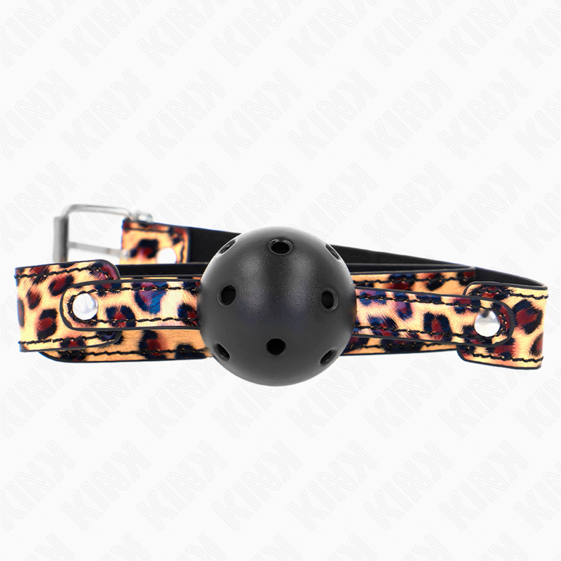 Kink Collar & Gag Kink - Leopard Breathable Ball 4.5 Cm Gag 65 X 2.5 Cm