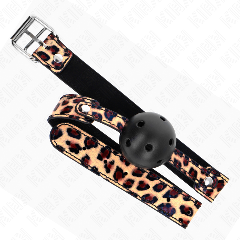 Kink Collar & Gag Kink - Leopard Breathable Ball 4.5 Cm Gag 65 X 2.5 Cm