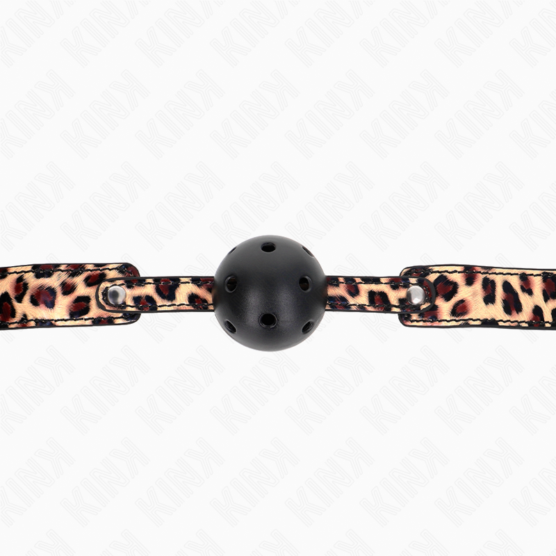 Kink Collar & Gag Kink - Leopard Breathable Ball 4.5 Cm Gag 65 X 2.5 Cm