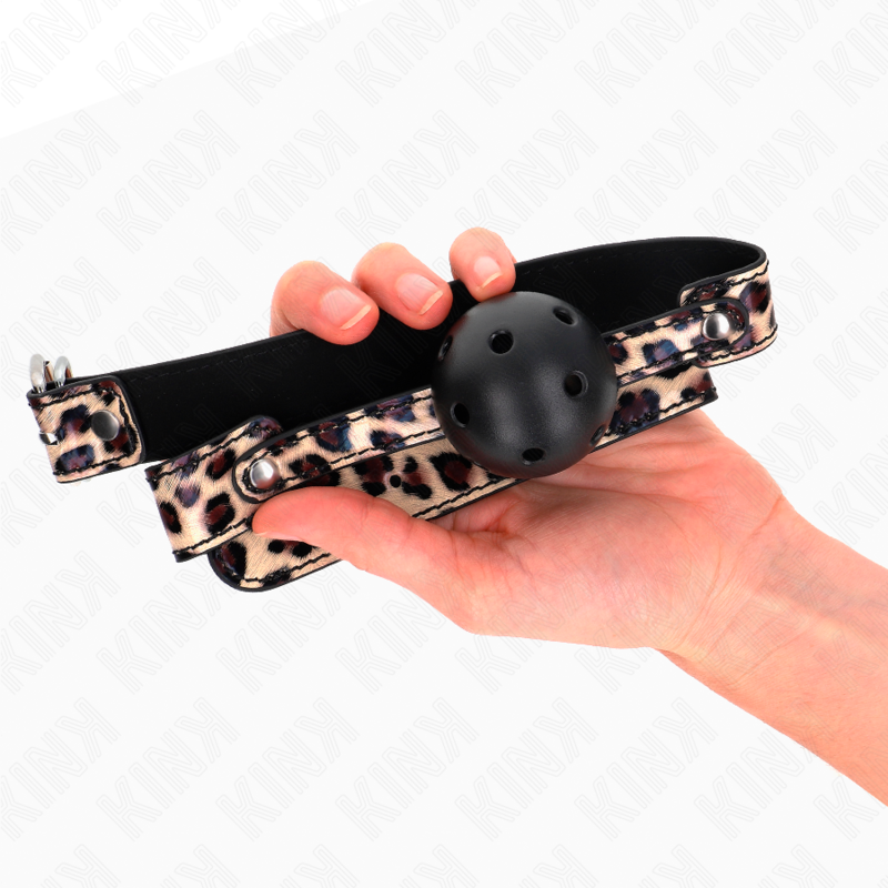 Kink Collar & Gag Kink - Leopard Breathable Ball 4.5 Cm Gag 65 X 2.5 Cm
