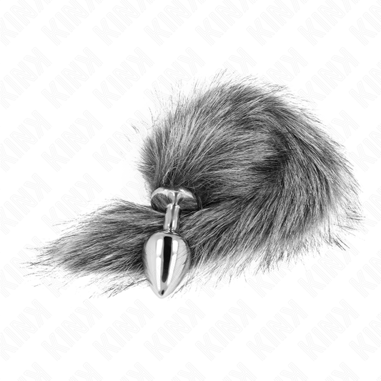 Kink Pleasure Plugs Kink - Anal Plug Size M 8 X 3.5 Cm With Synthetic Tail 40 Cm Grey