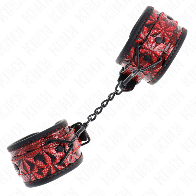 Kink Wrist Restraint Kink - Diamond Pattern Wrist Restraints Dark Red Adjustable 17-26 Cm X 5.5 Cm