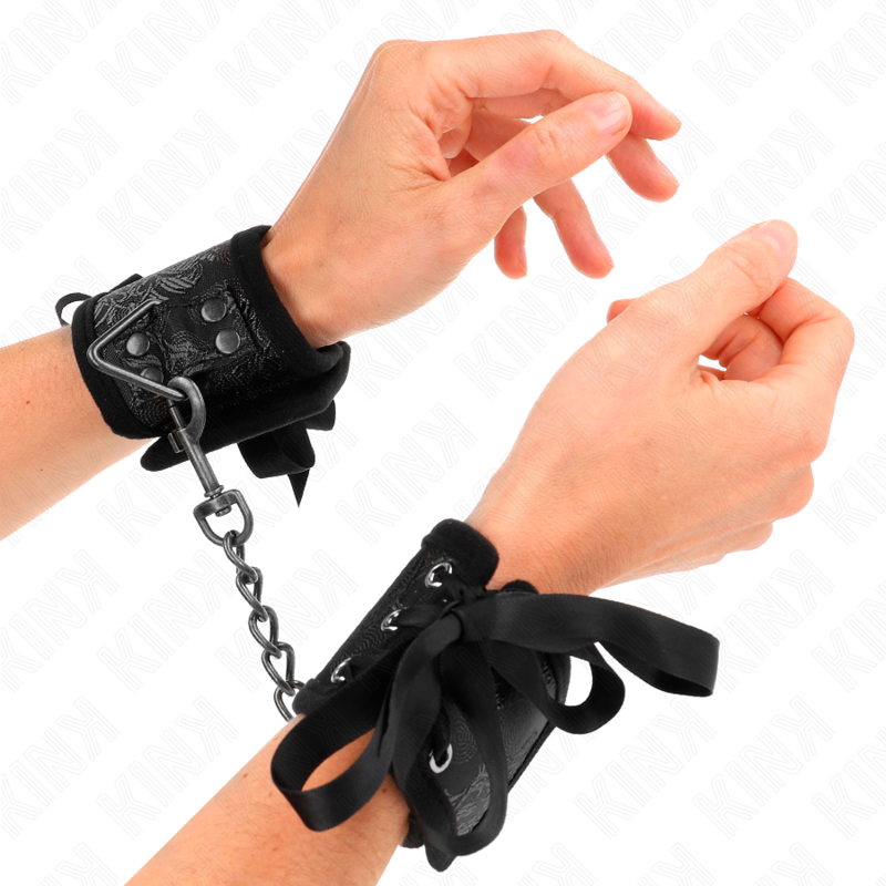 Kink Wrist Restraint Kink - Scandal Wrist Restraints Black Lace Details 24.5 Cm X 6.5 Cm