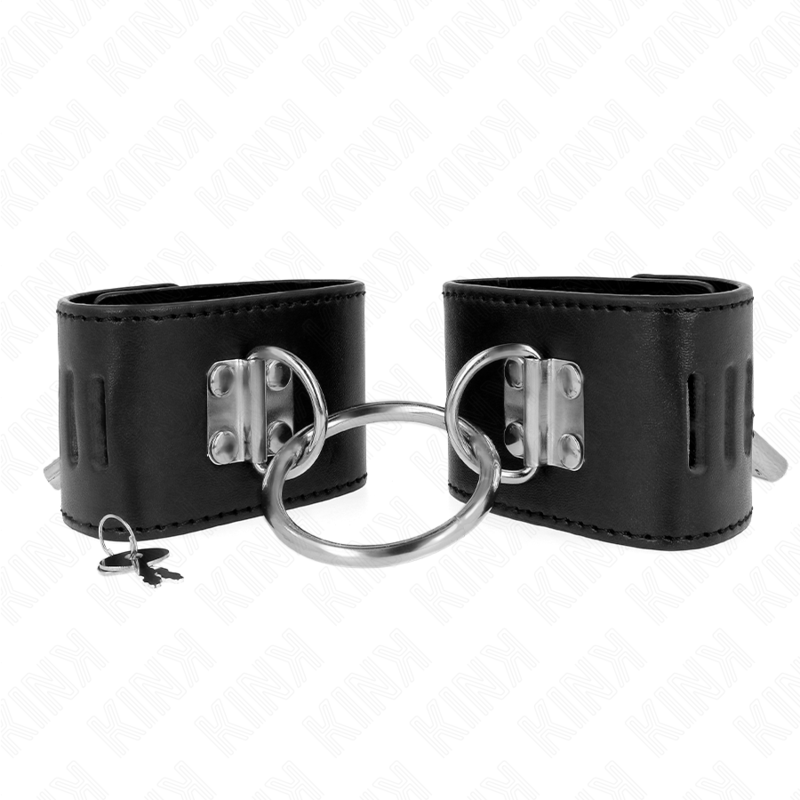 Kink Wrist Restraint Kink - Fixed Wrist Restraints With Ring And Padlock Closure Black Adjustable 16-23 Cm X 5.5 Cm