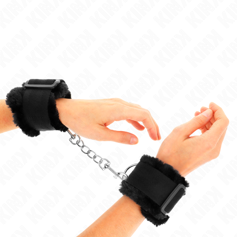 Kink Wrist Restraint Kink - Furry Lined Wrist Restraints Black Adjustable 17-31 Cm X 7 Cm