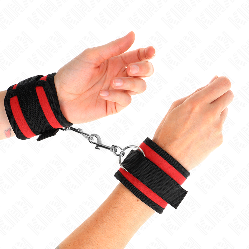 Kink Wrist Restraint Kink - Nylon Bind Hook&Loop Wrist Restraints Red-Black Model 2 Adjustable 18-35 Cm X 6 Cm