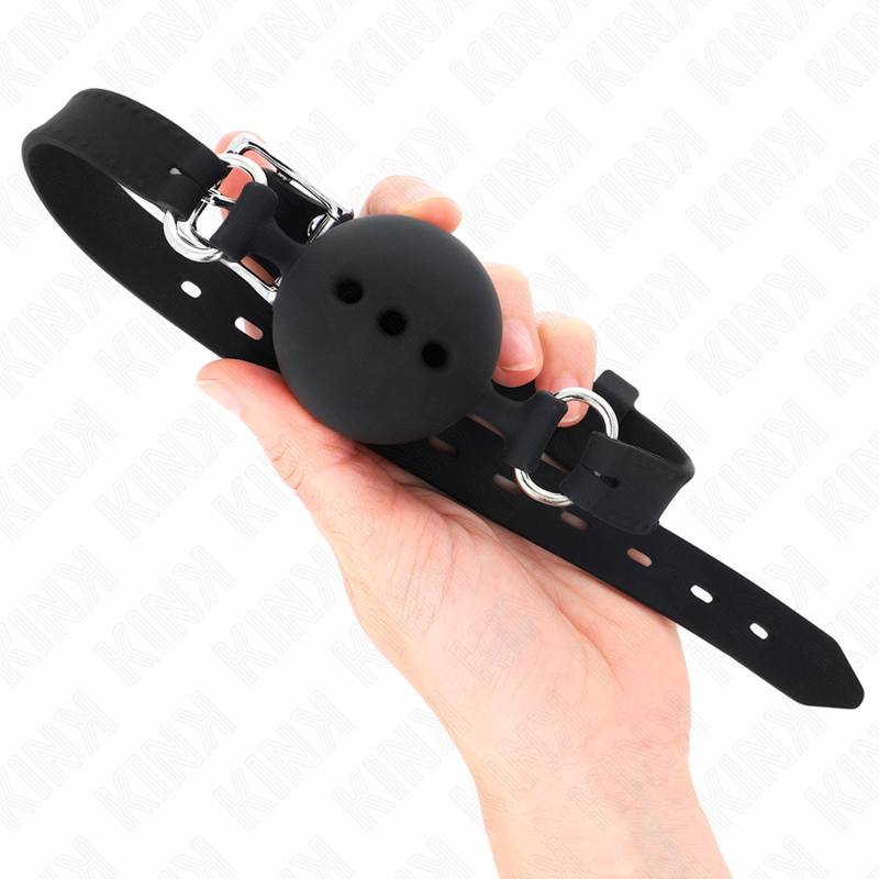 Kink Collar & Gag Kink - Full Silicone Gag 55 X 2 Cm With 4.5 Cm Ball Size M Black Adjustable 35-51 Cm