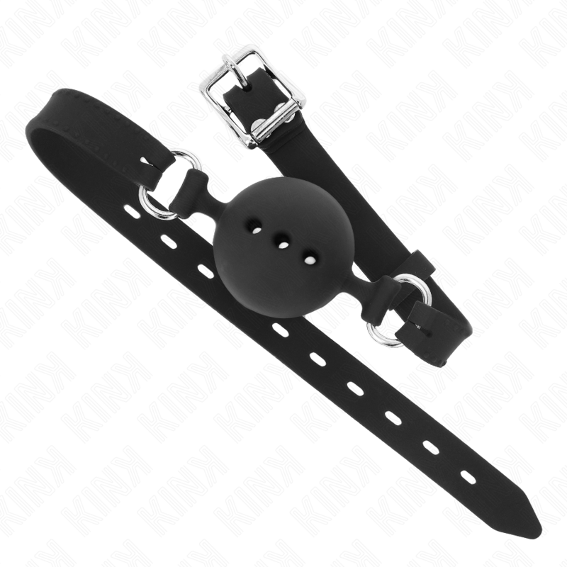 Kink Collar & Gag Kink - Full Silicone Gag 55 X 2 Cm With 4.5 Cm Ball Size M Black Adjustable 35-51 Cm