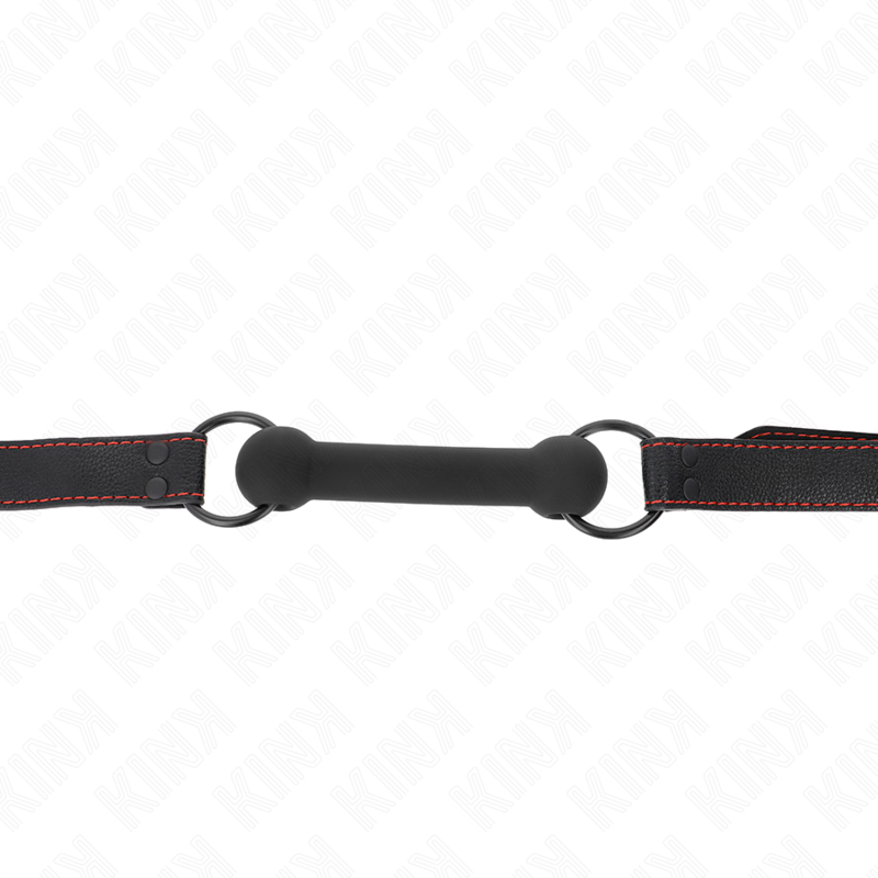Kink Collar & Gag Kink - Bone Gag With Leatherette Strap Black Adjustable 41-57 Cm