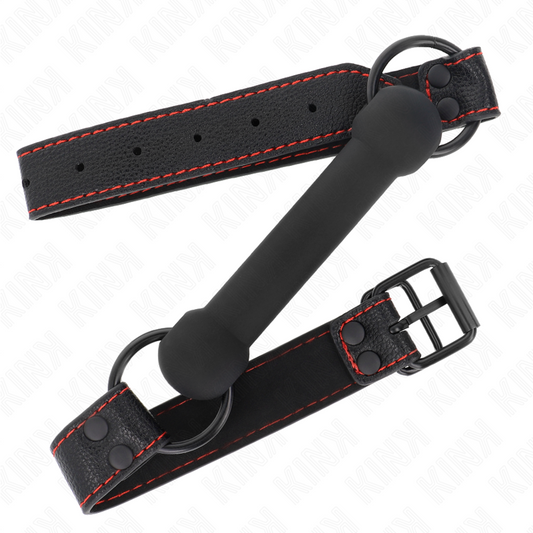 Kink Collar & Gag Kink - Bone Gag With Leatherette Strap Black Adjustable 41-57 Cm