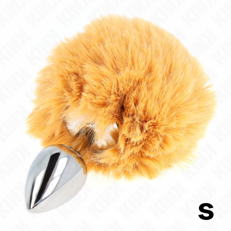 Kink Pleasure Plugs Kink - Stainless Steel Plug 7 X 3 Cm With Beige Faux Fur Rabbit Tail 8 Cm