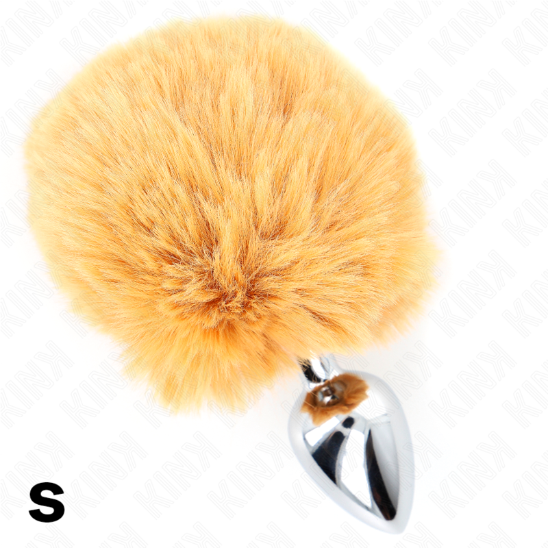 Kink Pleasure Plugs Kink - Stainless Steel Plug 7 X 3 Cm With Beige Faux Fur Rabbit Tail 8 Cm