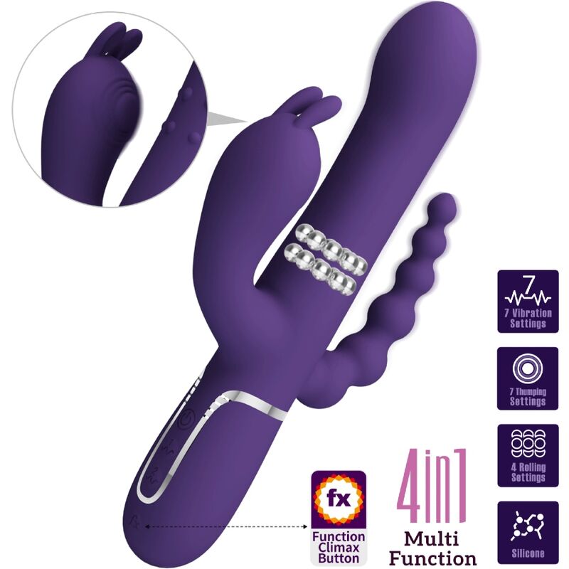 Pretty Love Flirtation Pretty Love - Cammy Triple Vibrator Multifunction 4 In 1 Purple
