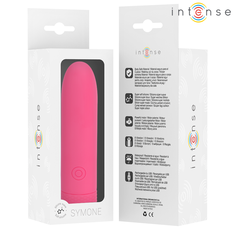 Intense Fun Intense - Symone Usb Rechargeable Vibrating Bullet 8 Vibrations Pink 10 X 2.2 Cm