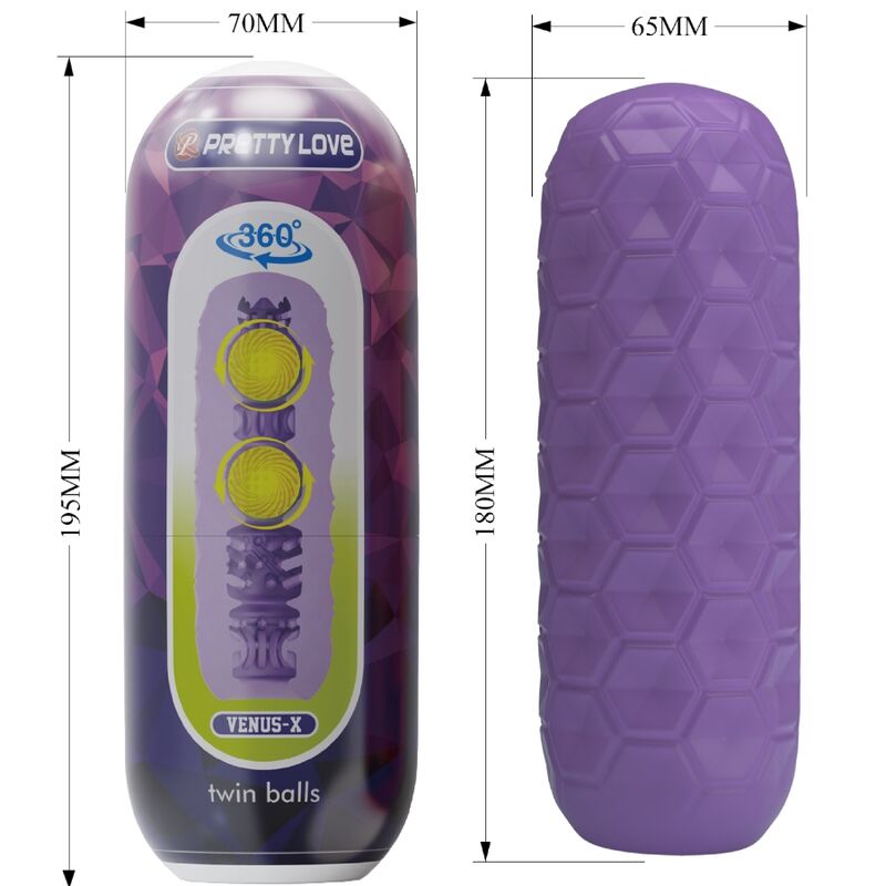 Pretty Love Twin Balls Male Masturbator Purple